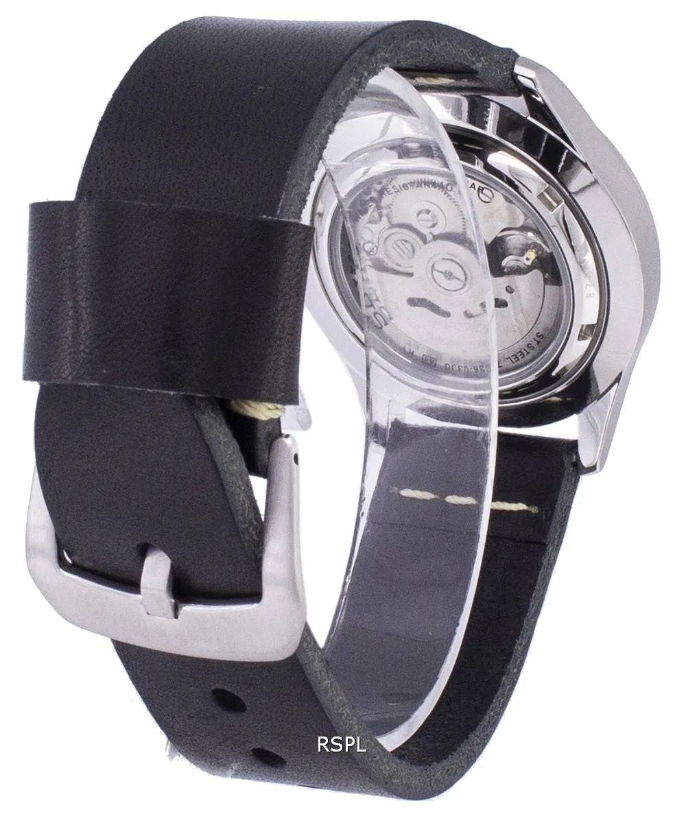 Seiko 5 Sports SNZG09K1-LS14 Automatic Black Leather Strap Men's Watch
