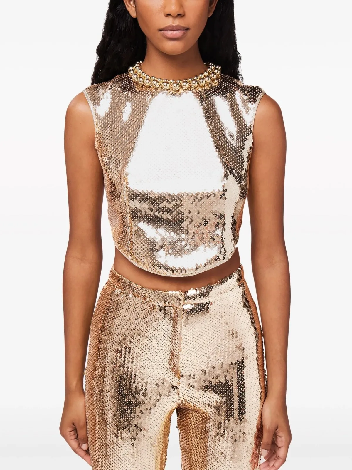 Sequin-Embellished Crop Top