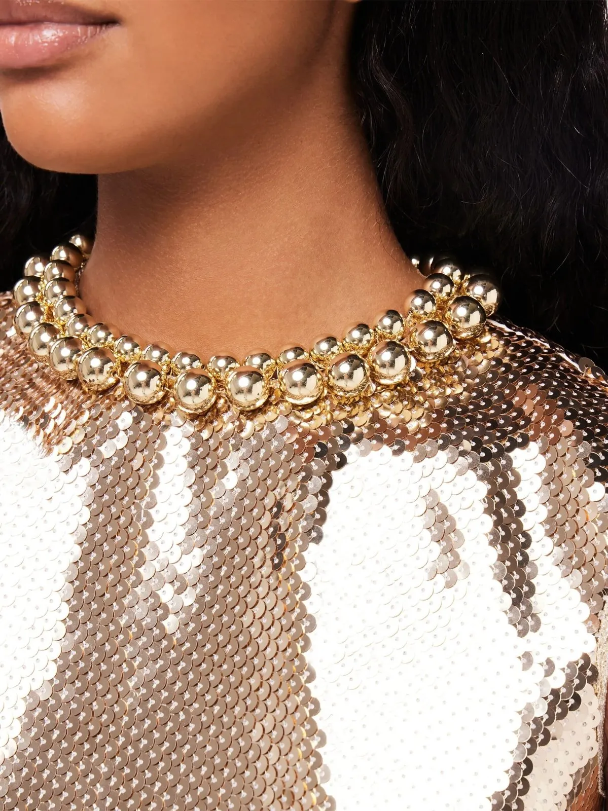 Sequin-Embellished Crop Top