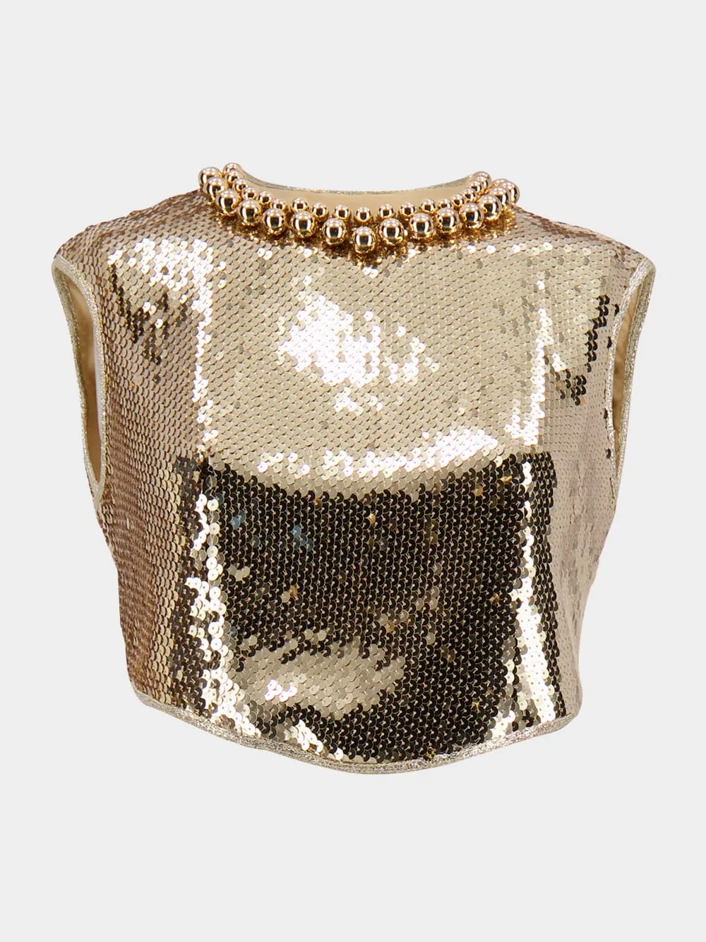 Sequin-Embellished Crop Top