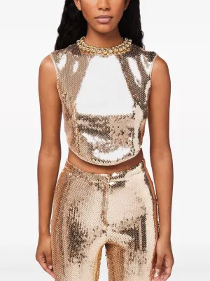 Sequin-Embellished Crop Top