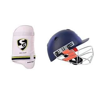 SG Adult Foam, Polyurethane and Fabric Super Test RH Thigh Pad SG Optipro Polypropylene Cricket Helmets, Medium, Navy Blue