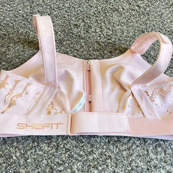 SheFit Impact Flex Sports Bra Blush Pink 4LUXE Front Zip Closure NEW WITHOUT TAG