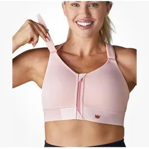 SheFit Impact Flex Sports Bra Blush Pink 4LUXE Front Zip Closure NEW WITHOUT TAG