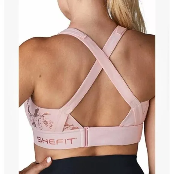 SheFit Impact Flex Sports Bra Blush Pink 4LUXE Front Zip Closure NEW WITHOUT TAG