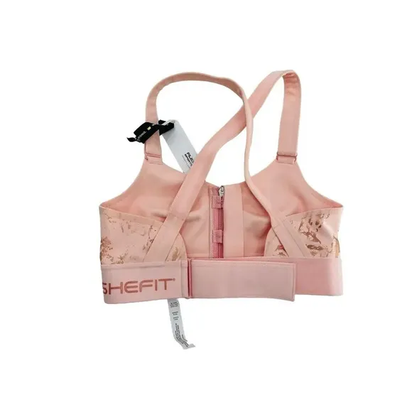 SheFit NWT Flex Sports Bra Size Small Medium Impact Blush Pink LUXE