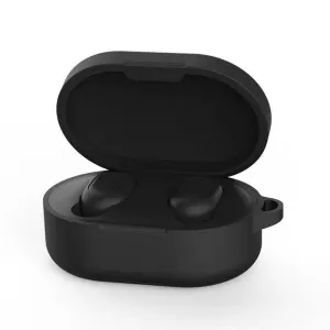 Silicone Earphone Case Cover for Xiaomi Redmi Airdots TWS Headphone Sports Bluetooth Earphone Case with Hook black