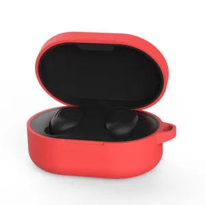 Silicone Earphone Case Cover for Xiaomi Redmi Airdots TWS Headphone Sports Bluetooth Earphone Case with Hook red