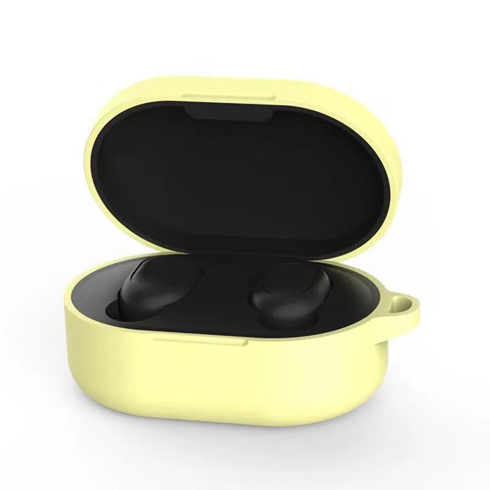Silicone Earphone Case Cover for Xiaomi Redmi Airdots TWS Headphone Sports Bluetooth Earphone Case with Hook white