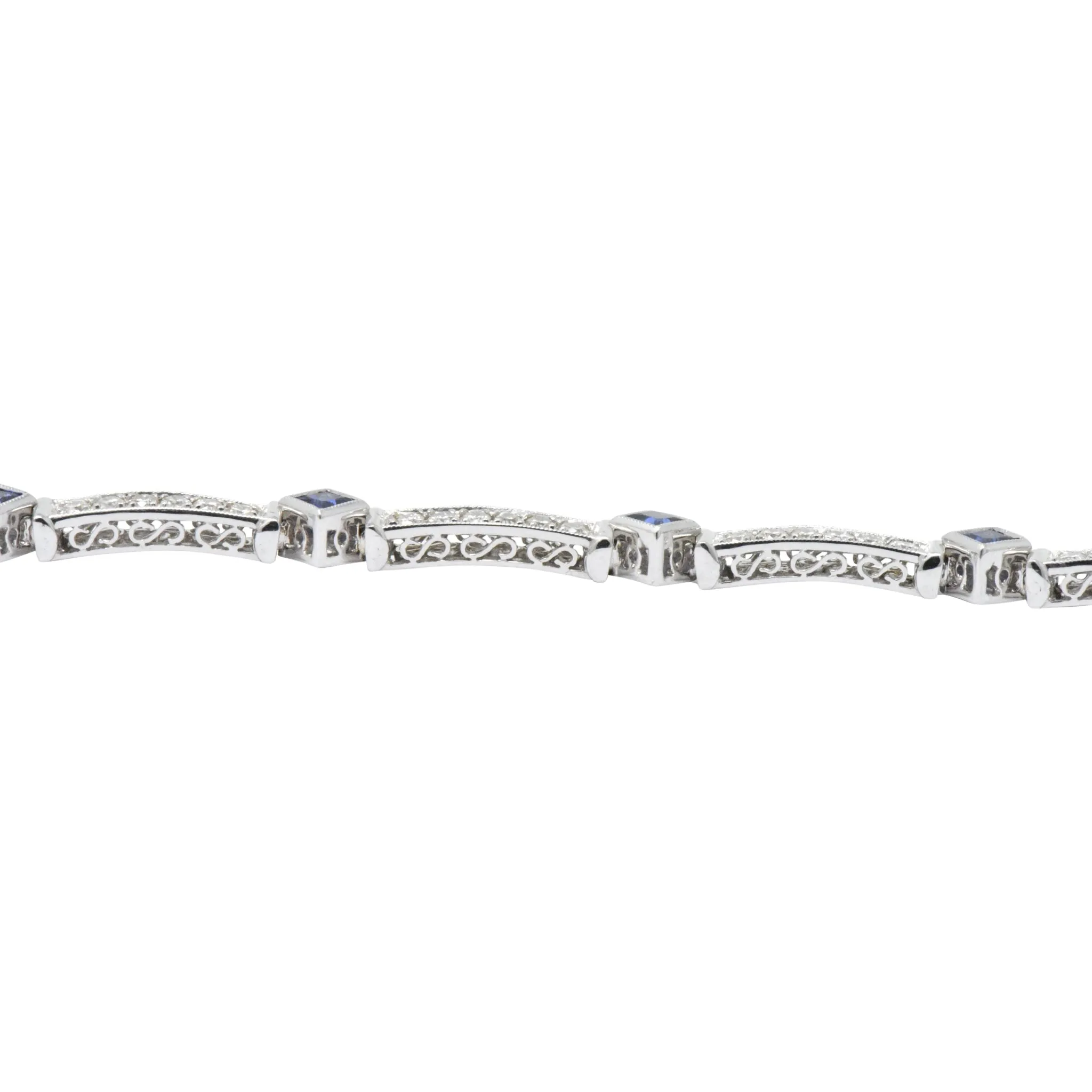 Simon G. 2.51 CTW Diamond Sapphire 18 Karat White Gold Line Bracelet