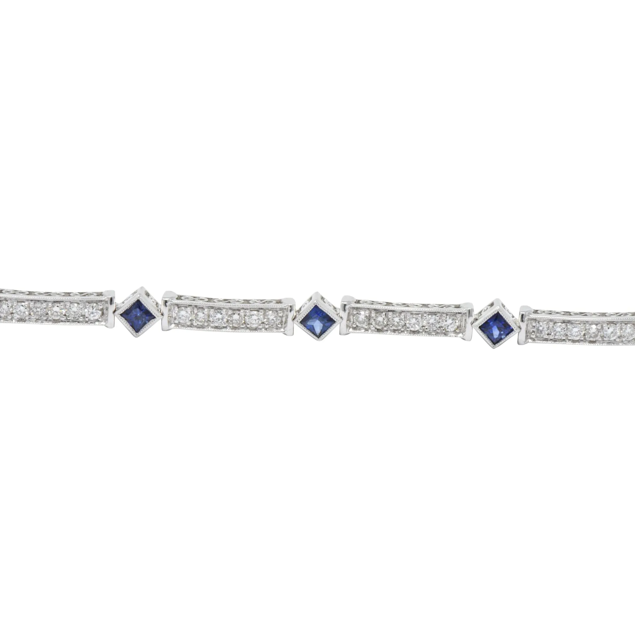 Simon G. 2.51 CTW Diamond Sapphire 18 Karat White Gold Line Bracelet