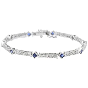 Simon G. 2.51 CTW Diamond Sapphire 18 Karat White Gold Line Bracelet