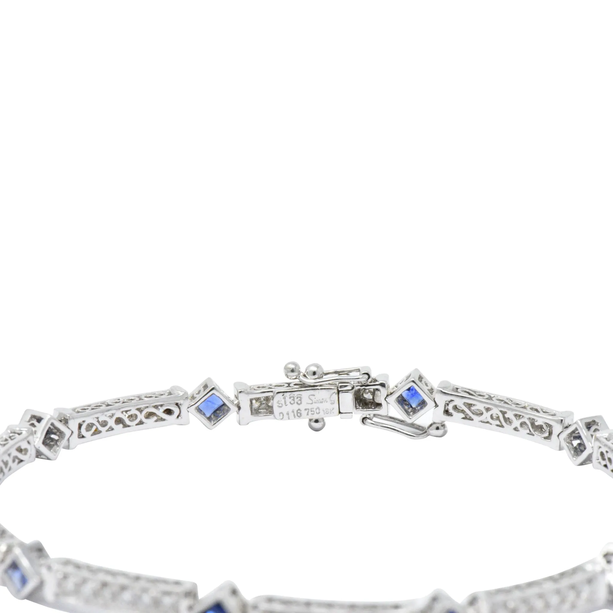 Simon G. 2.51 CTW Diamond Sapphire 18 Karat White Gold Line Bracelet