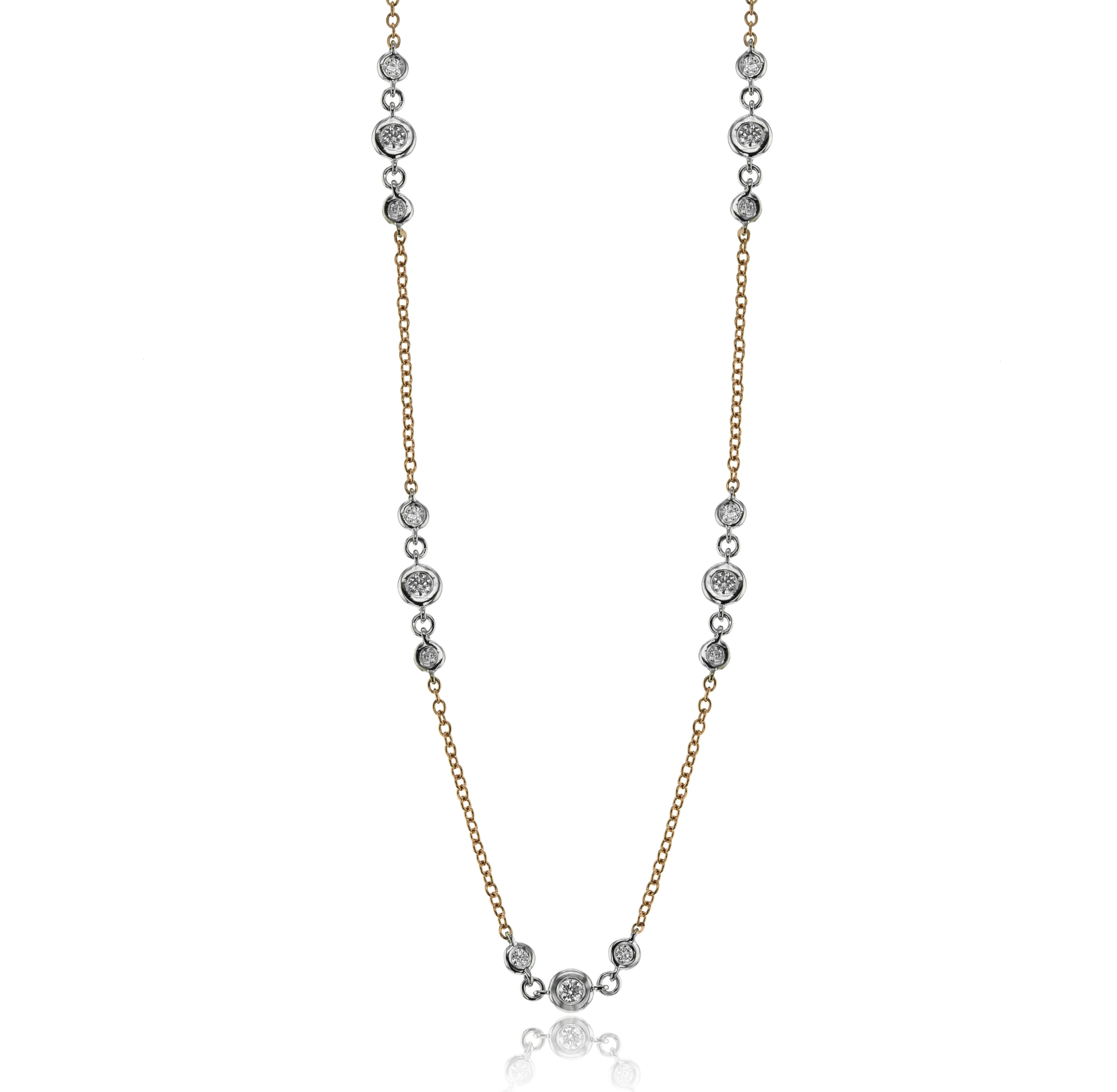Simon G Diamond Necklace in 18K White and Yellow Gold CH112-Y