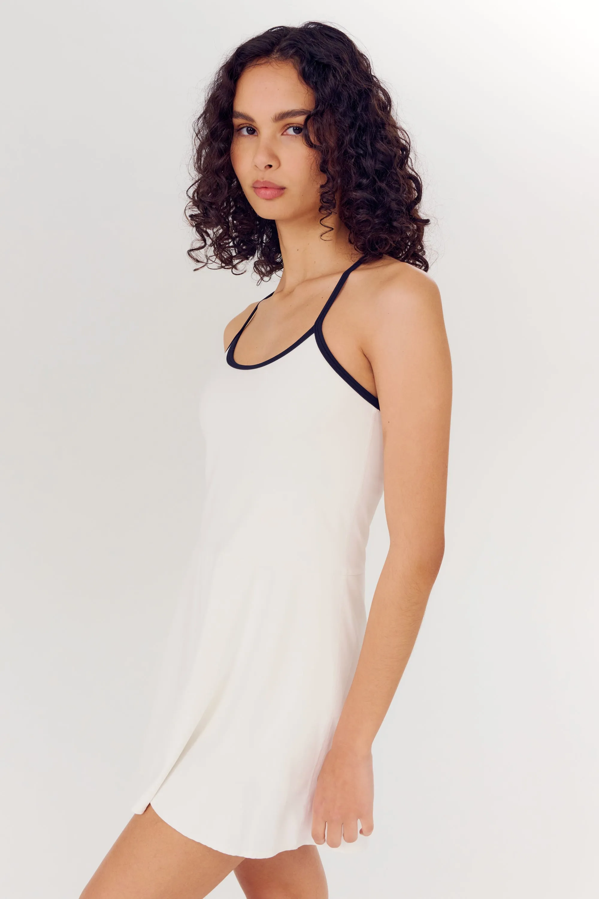 Simona Airweight Tank Dress - White/Indigo