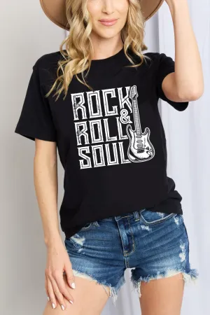 Simply Love Full Size ROCK & ROLL SOUL Graphic Cotton T-Shirt (2 Colors)