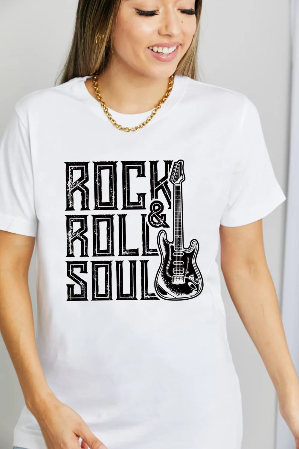 Simply Love Full Size ROCK & ROLL SOUL Graphic Cotton T-Shirt (2 Colors)