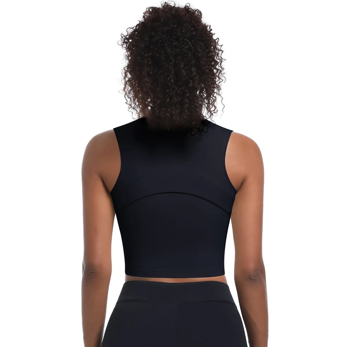 Sleek High-Neck Sleeveless Zip-Up Sports Top for Active Performance