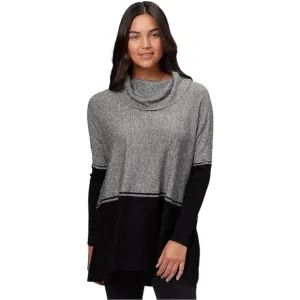 Smartwool Women's Edgewood Poncho Cowl Neck Sweater Black Gray Small