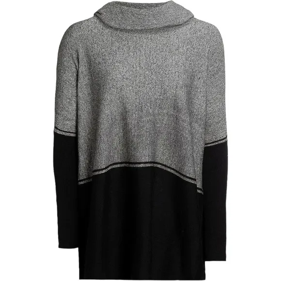 Smartwool Women's Edgewood Poncho Cowl Neck Sweater Black Gray Small