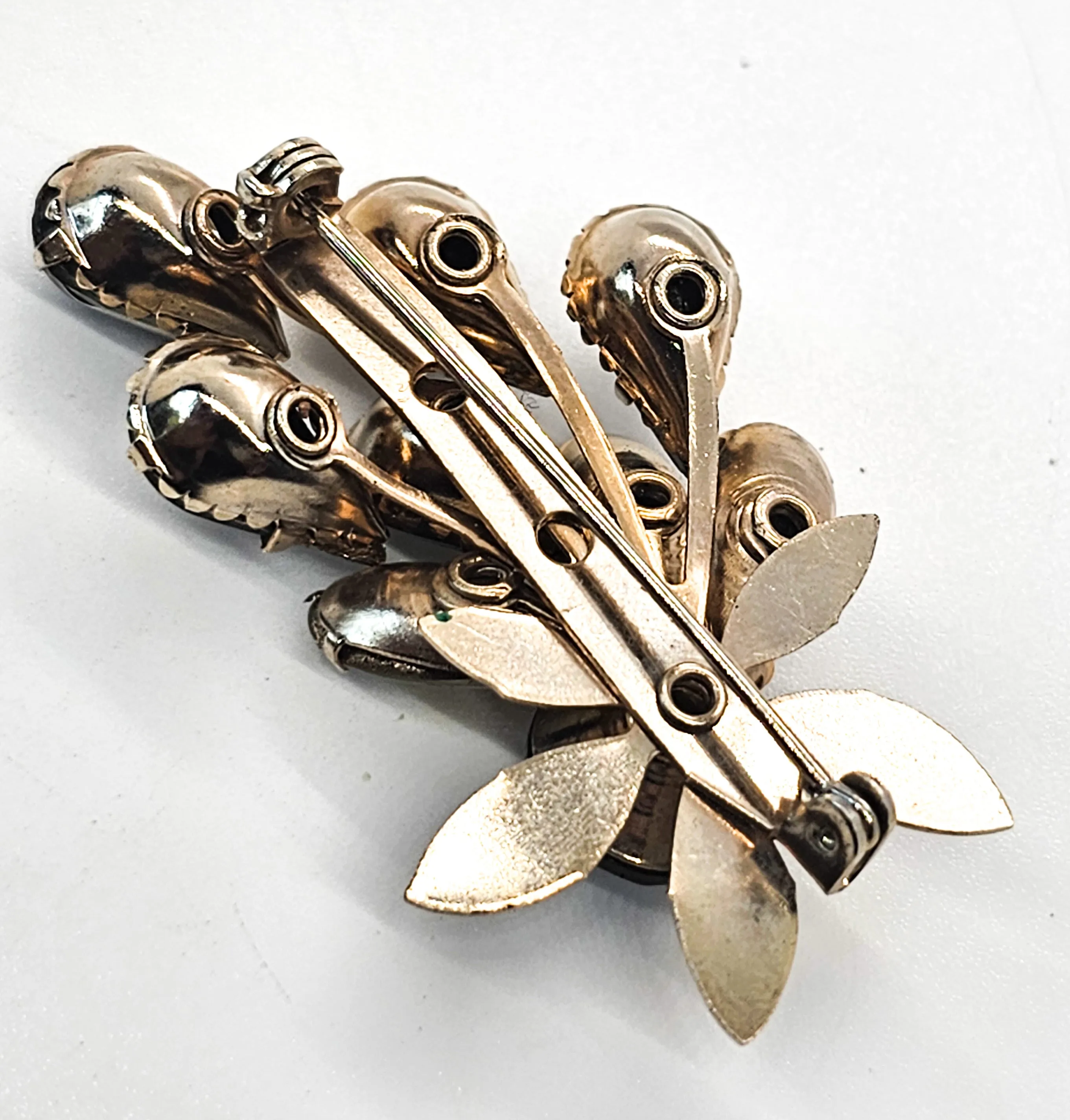 Smokey rhinestone flower mid century vintage rhinestone brooch