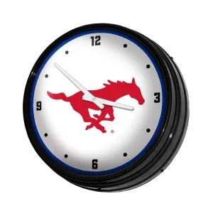 SMU Mustangs: Retro Lighted Wall Clock