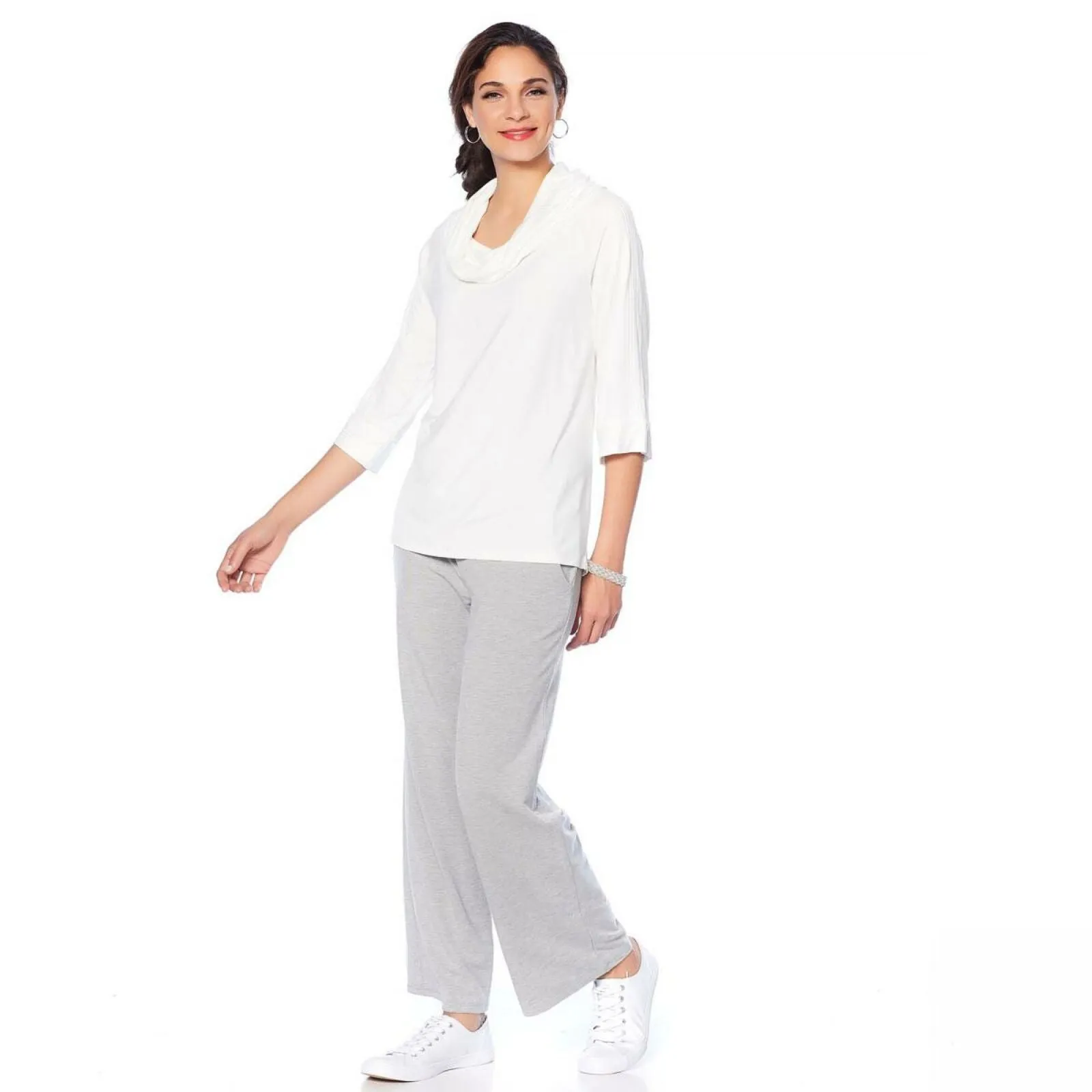 Soft & Cozy Loungewear Women's Plus Size Cool Luxe Knit Cowl Neck Sweater