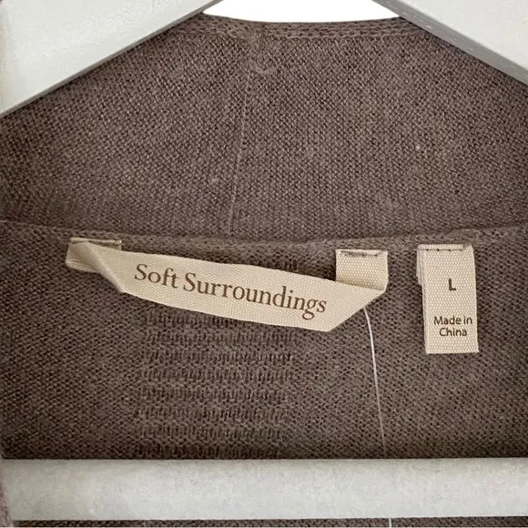 Soft Surroundings NWT Taupe Natural Marcella Cascading Open Front Cardigan Large