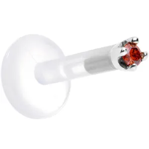 Solid 14KT White Gold 1.5mm Genuine Red Diamond Bioplast Push in Labret