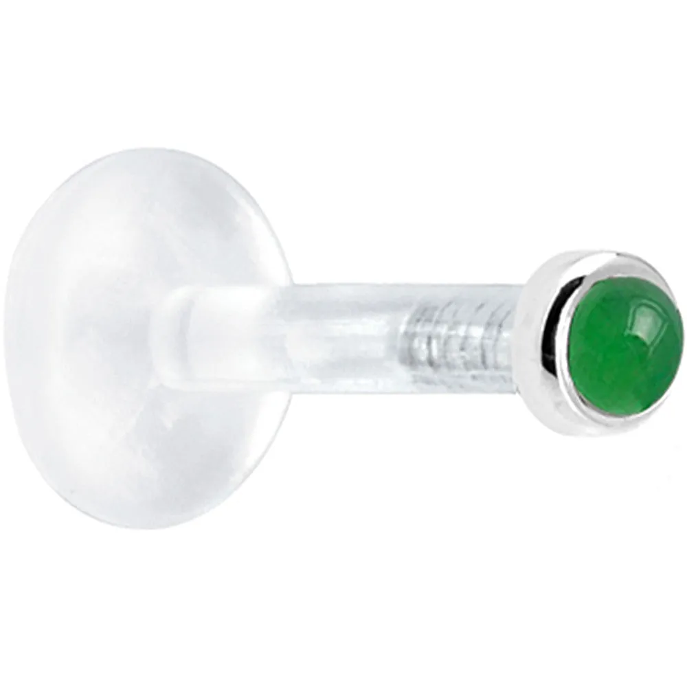 Solid 14KT White Gold 2mm Genuine Jade Bioplast Push in Monroe