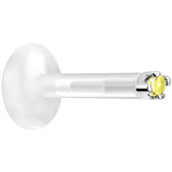 Solid 14KT White Gold November 1.5mm CZ Bioplast Push in Labret Monroe