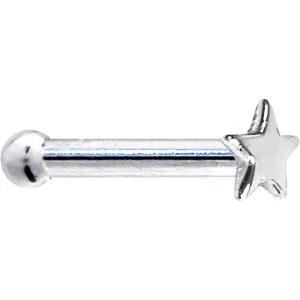 Solid 14KT White Gold Star Nose Ring