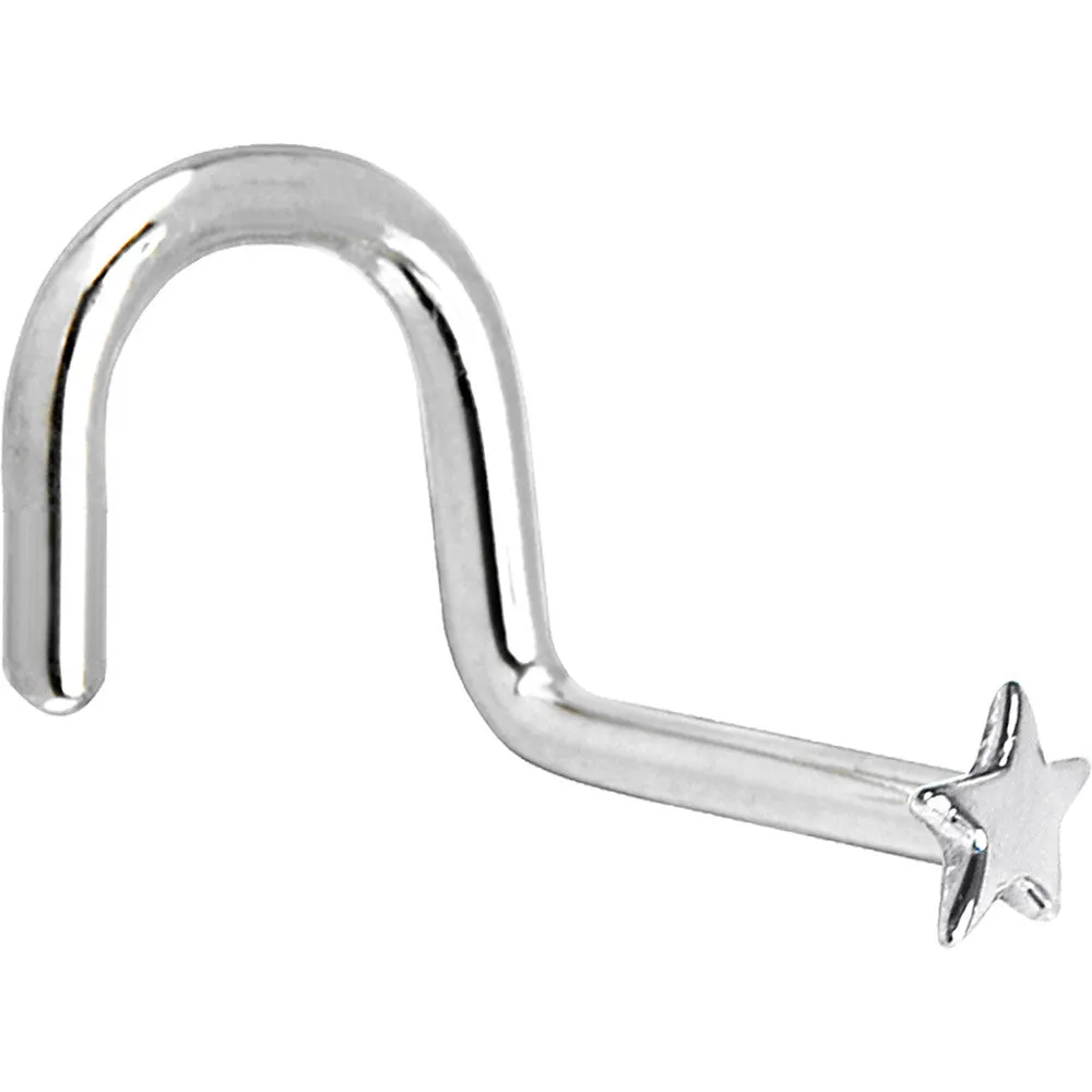 Solid 14KT White Gold Star Nose Ring