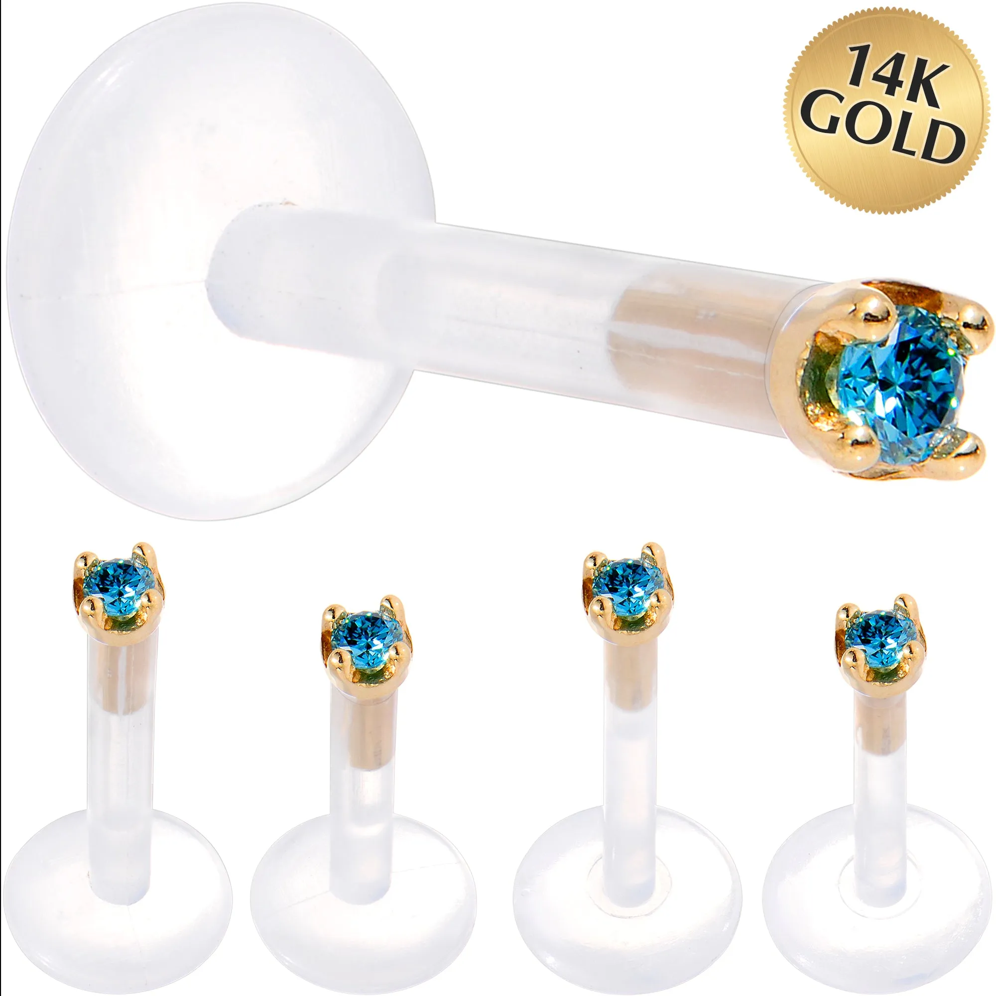 Solid 14KT Yellow Gold 1.5mm Genuine Blue Diamond Bioplast Push in Monroe