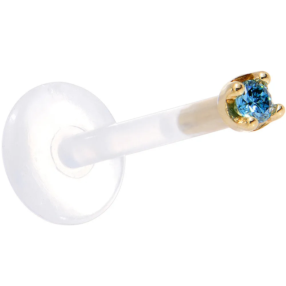 Solid 14KT Yellow Gold 1.5mm Genuine Blue Diamond Bioplast Push in Monroe