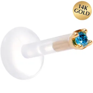 Solid 14KT Yellow Gold 1.5mm Genuine Blue Diamond Bioplast Push in Monroe