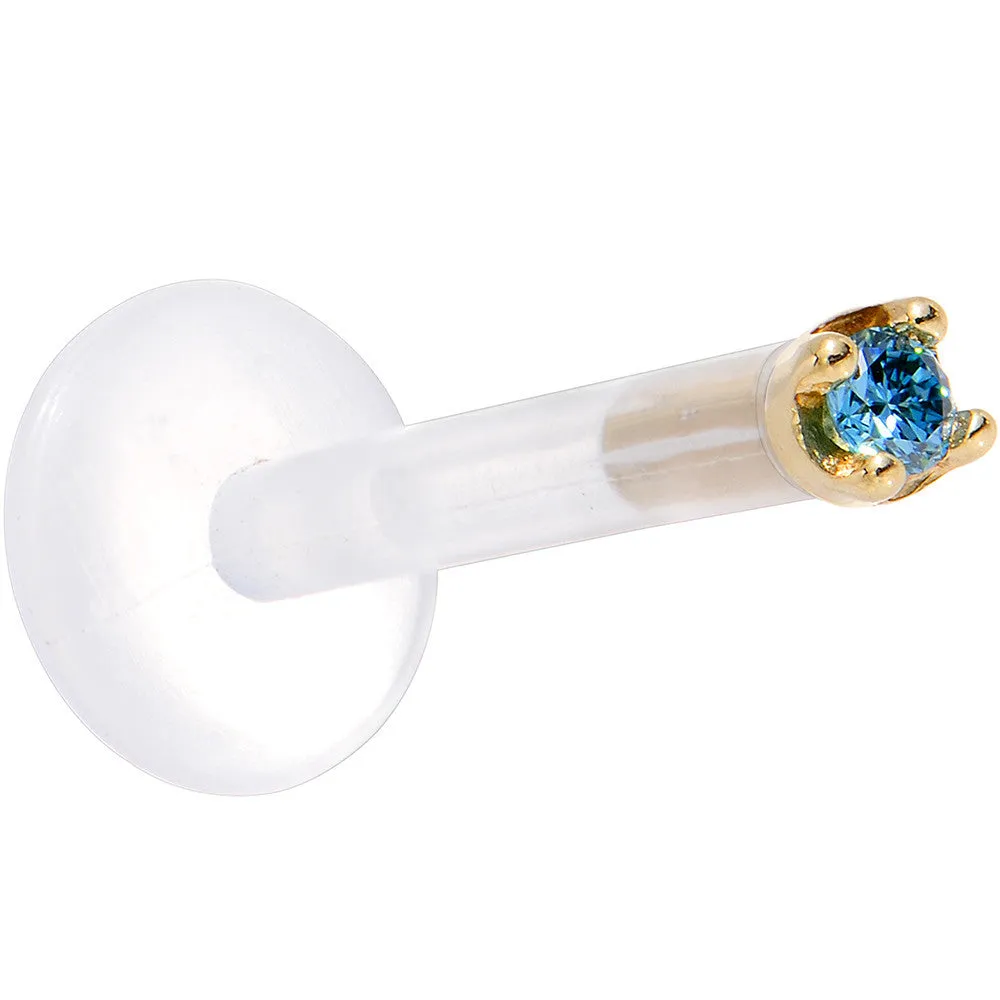 Solid 14KT Yellow Gold 1.5mm Genuine Blue Diamond Bioplast Push in Monroe