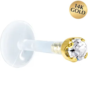 Solid 14KT Yellow Gold 1.5mm Genuine Diamond Bioplast Push in Monroe