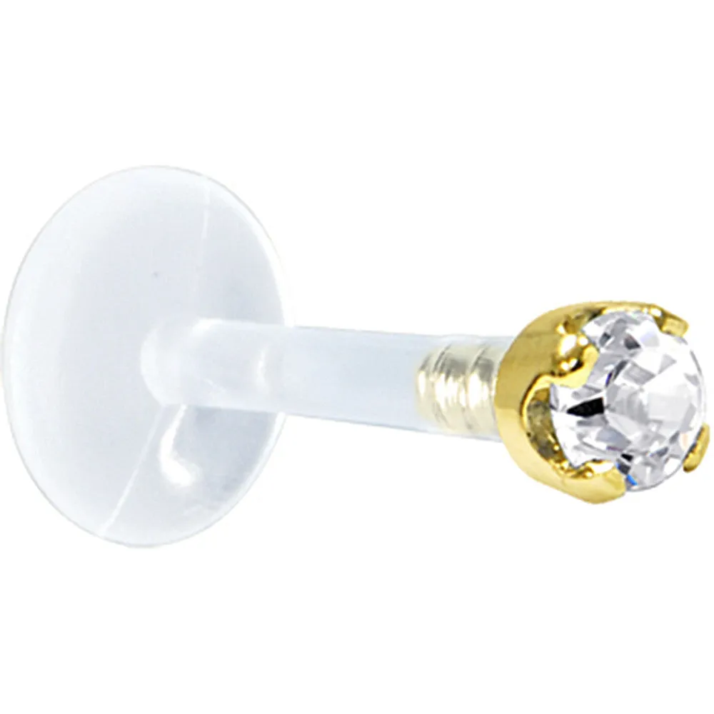 Solid 14KT Yellow Gold 1.5mm Genuine Diamond Bioplast Push in Monroe