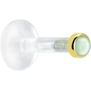 Solid 14KT Yellow Gold 2mm Genuine Aventurine Quartz Bioplast Push in Monroe