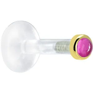 Solid 14KT Yellow Gold 2mm Genuine Pink Tourmaline Bioplast Push in Monroe