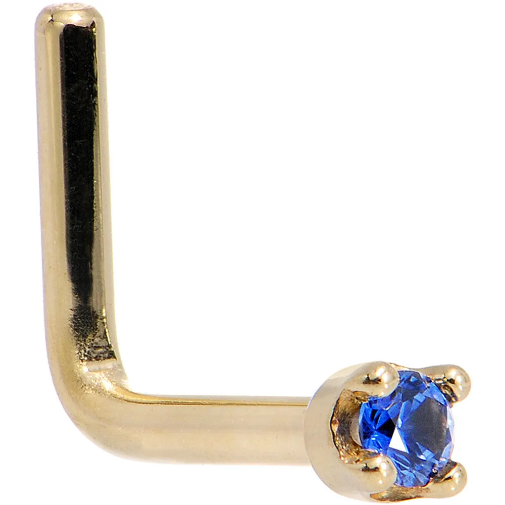 Solid 18KT Yellow Gold (September) 1.5mm Genuine Blue Sapphire Nose Ring