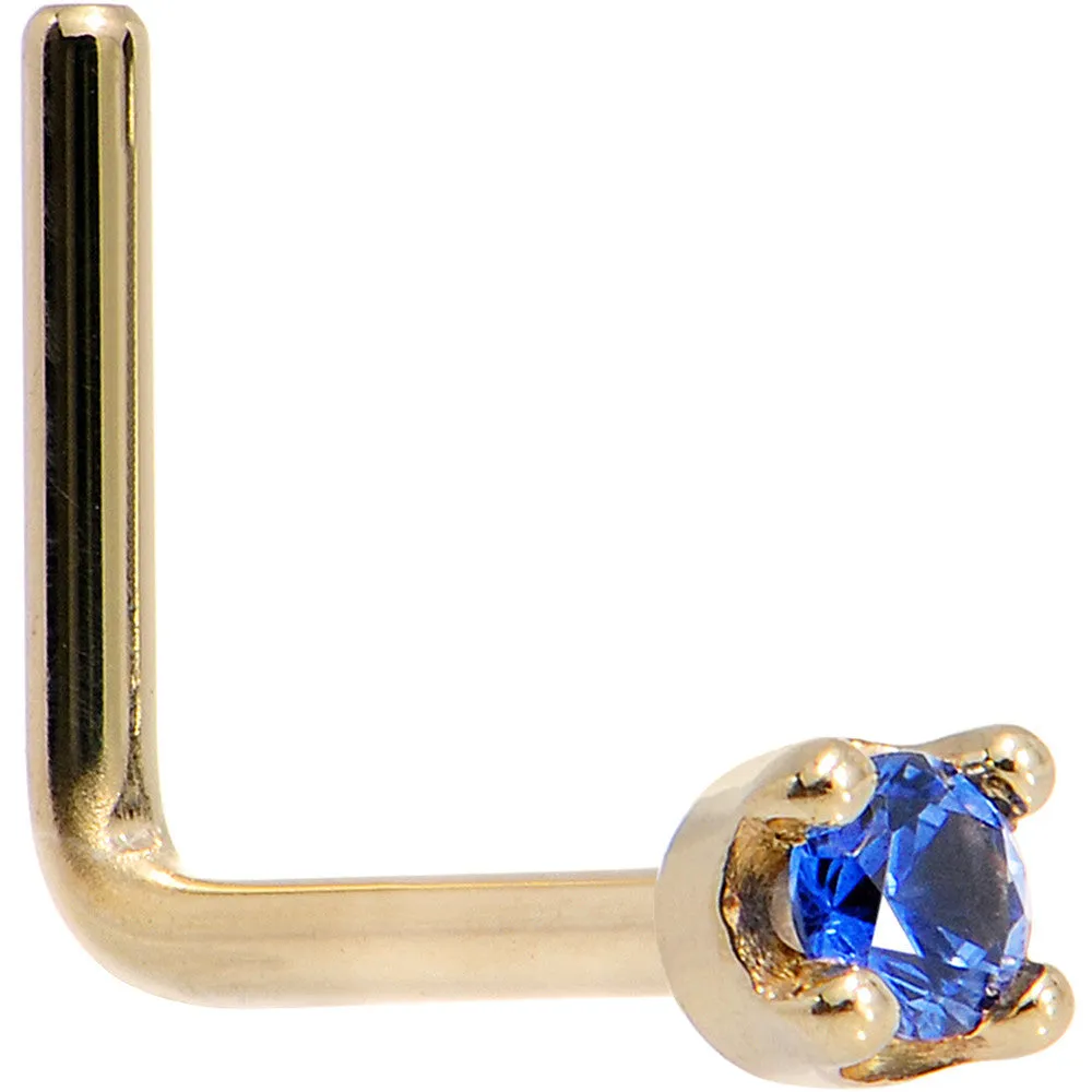 Solid 18KT Yellow Gold (September) 1.5mm Genuine Blue Sapphire Nose Ring