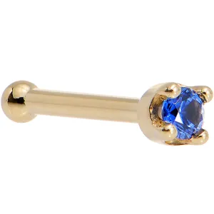 Solid 18KT Yellow Gold (September) 1.5mm Genuine Blue Sapphire Nose Ring