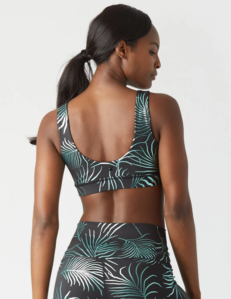 Splendid Bra: Black/Evergreen Palm Print