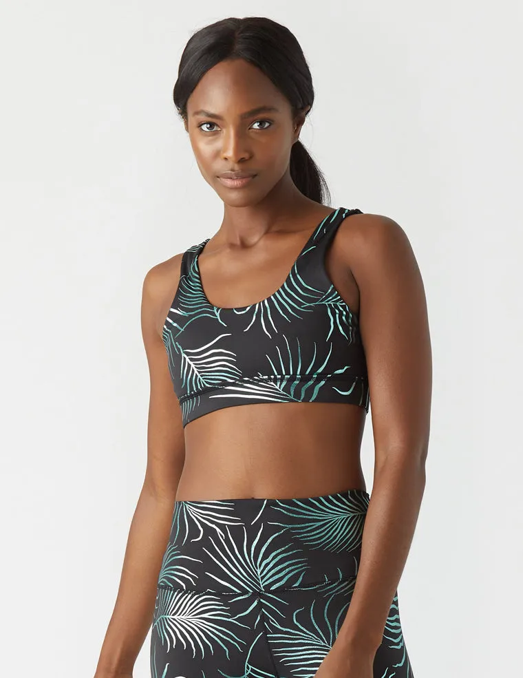 Splendid Bra: Black/Evergreen Palm Print