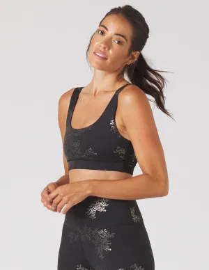 Splendid Bra: Black/Silver Gloss Lace Print