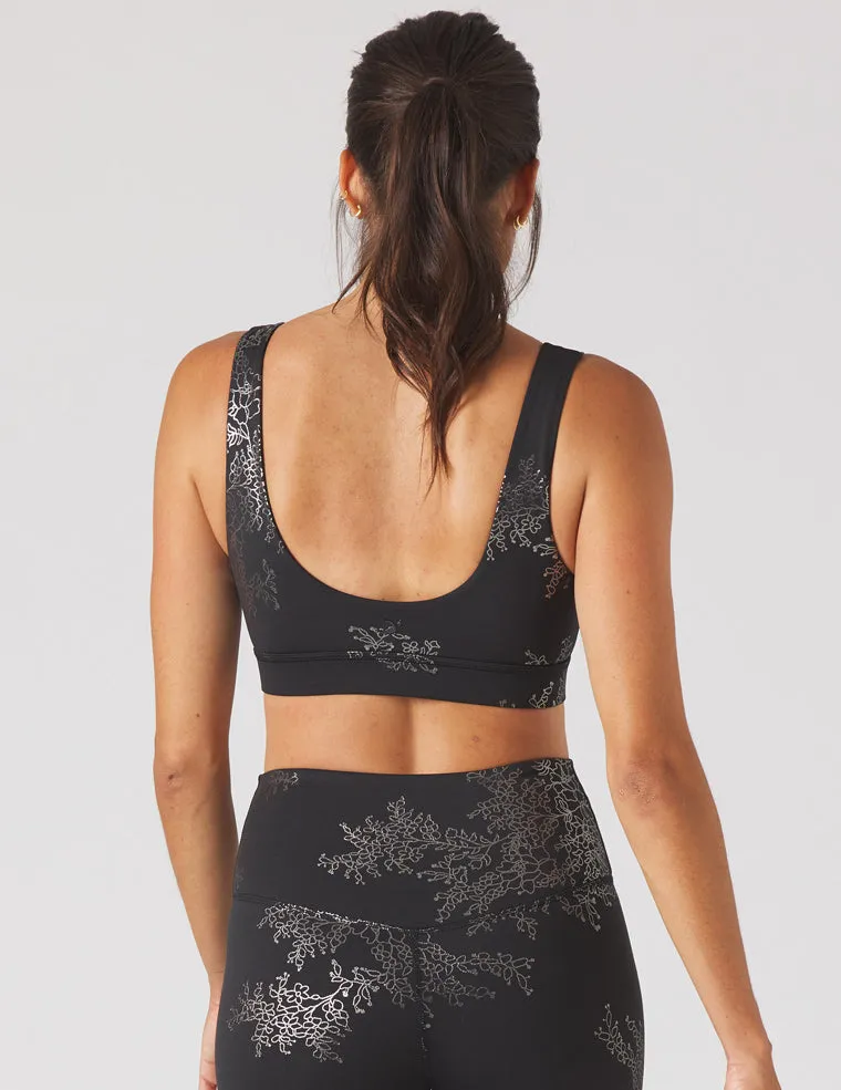 Splendid Bra: Black/Silver Gloss Lace Print