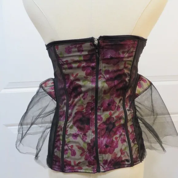 SPRING 2025 Small VTG Victoria's Secret Ethereal Peplum Tulle Floral Bustier