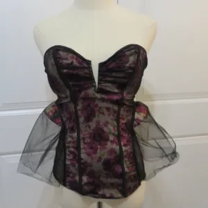 SPRING 2025 Small VTG Victoria's Secret Ethereal Peplum Tulle Floral Bustier